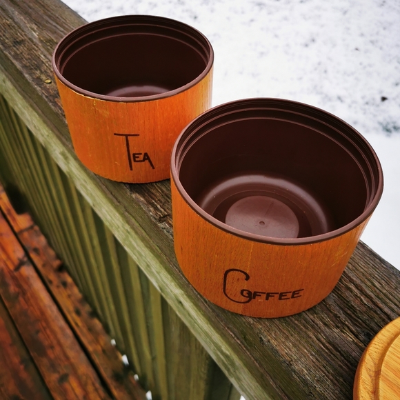 Vintage Wooden Stackable Coffee and Tea Canisters - Picture 3 of 14